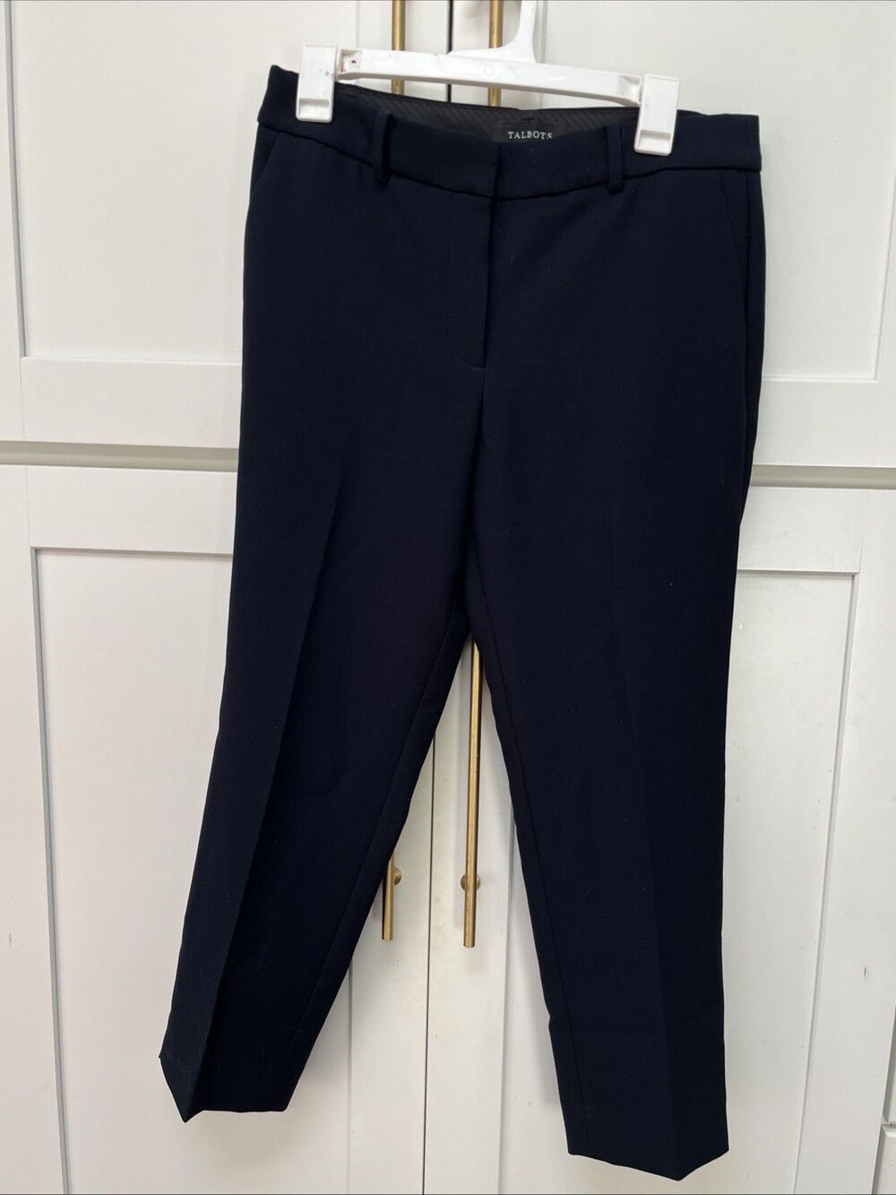 Talbots Womens Petite Size 8P Navy Straight Leg Hampshire Ankle Pants Office